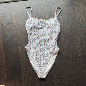 Dippin' Daisy's Patterned One Piece - White and Blue